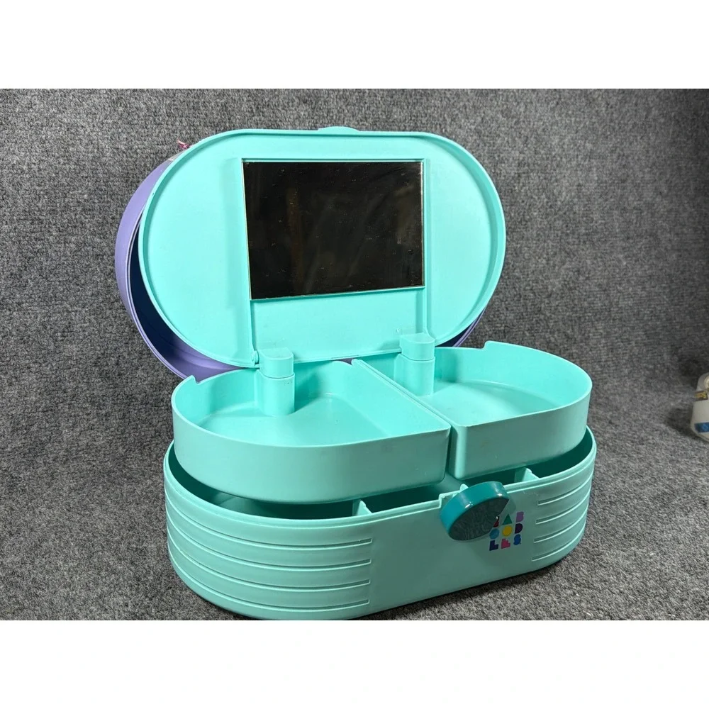 Vintage Caboodles 2615 Signature 2-Swing Tray Cosmetic Organizer Purple Teal 90s